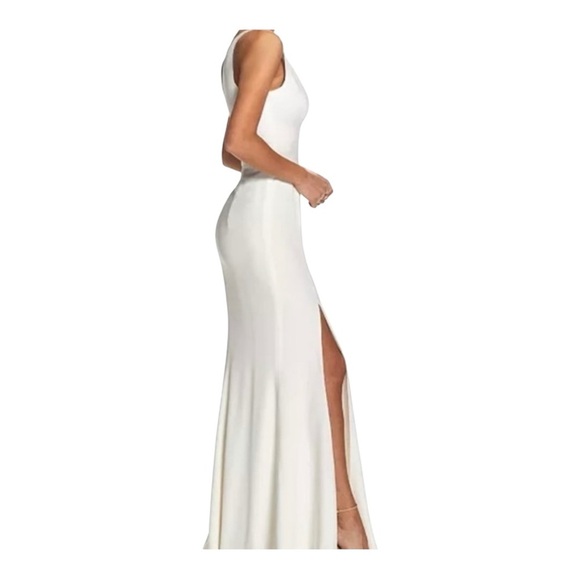 Dress the Population Iris Slit Crepe Gown in White NWOT - Picture 7 of 9
